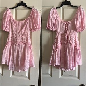 Pink ruffle mini dress